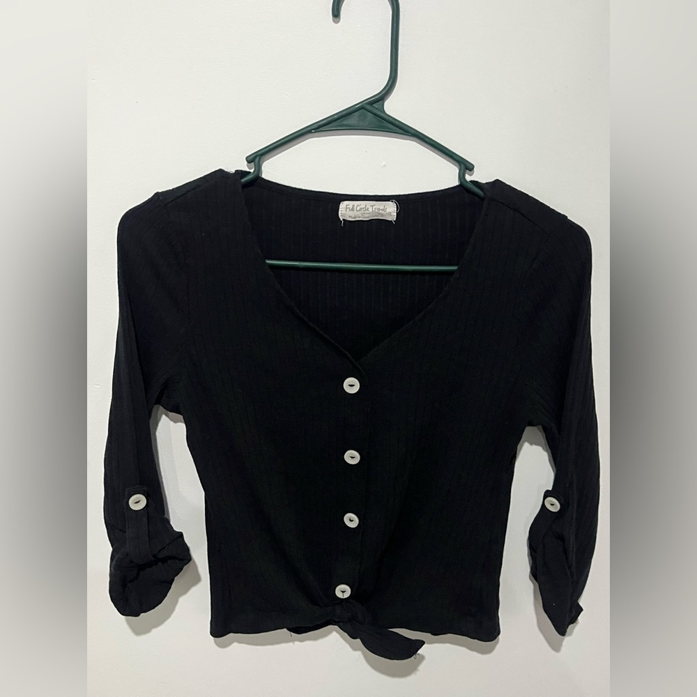 Black Button-Up Women's Top